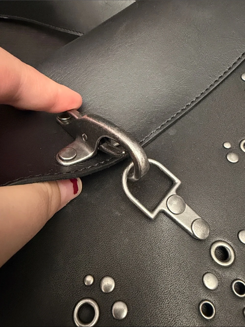 Lucky Brand | Black Studded Leather Crossbody Bag